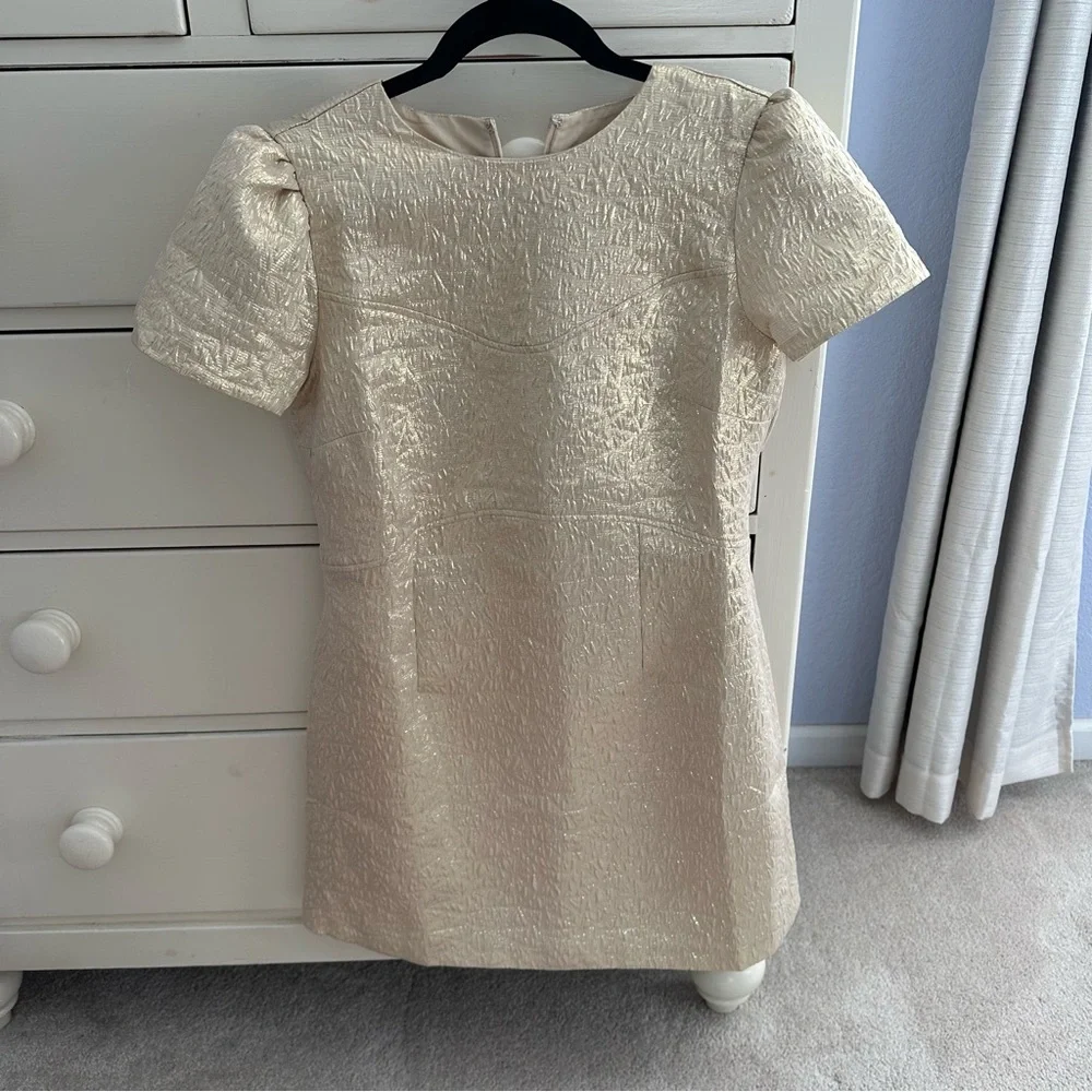 LOFT Metallic Brocade Short Sleeve Mini Dress - Picture 2 of 5